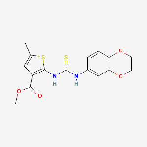 molecular formula C16H16N2O4S2 B4738362 methyl 2-{[(2,3-dihydro-1,4-benzodioxin-6-ylamino)carbonothioyl]amino}-5-methyl-3-thiophenecarboxylate 