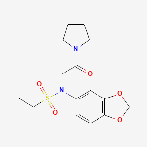 N-1,3-benzodioxol-5-yl-N-[2-oxo-2-(1-pyrrolidinyl)ethyl]ethanesulfonamide