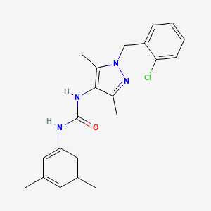 molecular formula C21H23ClN4O B4738393 N-[1-(2-chlorobenzyl)-3,5-dimethyl-1H-pyrazol-4-yl]-N'-(3,5-dimethylphenyl)urea 