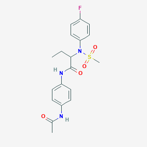 molecular formula C19H22FN3O4S B4738421 N-[4-(acetylamino)phenyl]-2-[(4-fluorophenyl)(methylsulfonyl)amino]butanamide 
