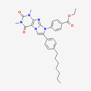 ethyl 4-[7-(4-heptylphenyl)-1,3-dimethyl-2,4-dioxo-1,2,3,4-tetrahydro-8H-imidazo[2,1-f]purin-8-yl]benzoate