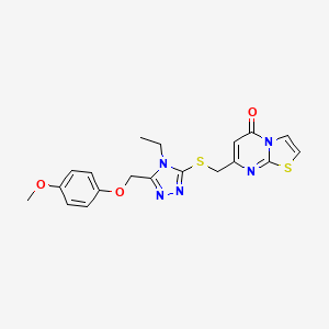 molecular formula C19H19N5O3S2 B4738431 7-[({4-ethyl-5-[(4-methoxyphenoxy)methyl]-4H-1,2,4-triazol-3-yl}thio)methyl]-5H-[1,3]thiazolo[3,2-a]pyrimidin-5-one 