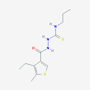 molecular formula C12H19N3OS2 B4738437 2-[(4-ethyl-5-methyl-3-thienyl)carbonyl]-N-propylhydrazinecarbothioamide 