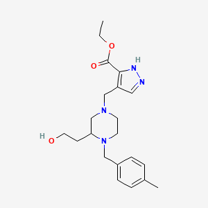 ethyl 4-{[3-(2-hydroxyethyl)-4-(4-methylbenzyl)-1-piperazinyl]methyl}-1H-pyrazole-3-carboxylate