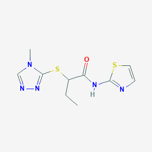 molecular formula C10H13N5OS2 B4738488 2-[(4-methyl-4H-1,2,4-triazol-3-yl)thio]-N-1,3-thiazol-2-ylbutanamide 