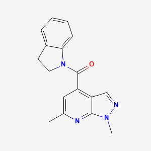 molecular formula C17H16N4O B4738504 4-(2,3-dihydro-1H-indol-1-ylcarbonyl)-1,6-dimethyl-1H-pyrazolo[3,4-b]pyridine 