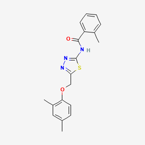 molecular formula C19H19N3O2S B4738506 N-{5-[(2,4-dimethylphenoxy)methyl]-1,3,4-thiadiazol-2-yl}-2-methylbenzamide 