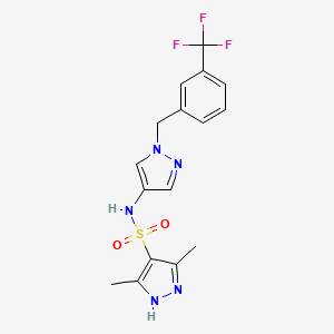 molecular formula C16H16F3N5O2S B4738521 3,5-dimethyl-N-{1-[3-(trifluoromethyl)benzyl]-1H-pyrazol-4-yl}-1H-pyrazole-4-sulfonamide 