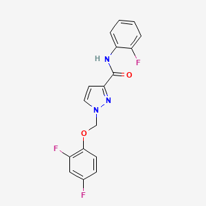 molecular formula C17H12F3N3O2 B4738546 1-[(2,4-difluorophenoxy)methyl]-N-(2-fluorophenyl)-1H-pyrazole-3-carboxamide 