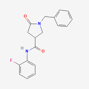molecular formula C18H17FN2O2 B4738558 1-benzyl-N-(2-fluorophenyl)-5-oxo-3-pyrrolidinecarboxamide 