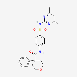 molecular formula C24H26N4O4S B4738579 N-(4-{[(4,6-dimethyl-2-pyrimidinyl)amino]sulfonyl}phenyl)-4-phenyltetrahydro-2H-pyran-4-carboxamide 
