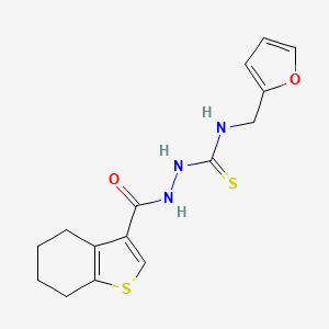 molecular formula C15H17N3O2S2 B4738583 N-(2-furylmethyl)-2-(4,5,6,7-tetrahydro-1-benzothien-3-ylcarbonyl)hydrazinecarbothioamide 