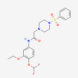 molecular formula C21H25F2N3O5S B4738656 N-[4-(difluoromethoxy)-3-ethoxyphenyl]-2-[4-(phenylsulfonyl)-1-piperazinyl]acetamide 