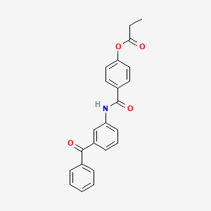 molecular formula C23H19NO4 B4738680 4-{[(3-benzoylphenyl)amino]carbonyl}phenyl propionate 