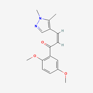 molecular formula C16H18N2O3 B4738719 1-(2,5-dimethoxyphenyl)-3-(1,5-dimethyl-1H-pyrazol-4-yl)-2-propen-1-one 