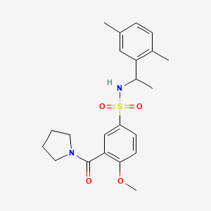 molecular formula C22H28N2O4S B4738742 N-[1-(2,5-dimethylphenyl)ethyl]-4-methoxy-3-(1-pyrrolidinylcarbonyl)benzenesulfonamide 