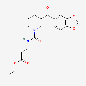 molecular formula C19H24N2O6 B4738762 ethyl N-{[3-(1,3-benzodioxol-5-ylcarbonyl)-1-piperidinyl]carbonyl}-beta-alaninate 