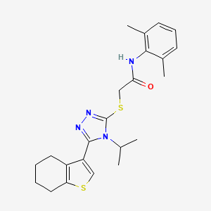molecular formula C23H28N4OS2 B4738773 N-(2,6-dimethylphenyl)-2-{[4-isopropyl-5-(4,5,6,7-tetrahydro-1-benzothien-3-yl)-4H-1,2,4-triazol-3-yl]thio}acetamide 