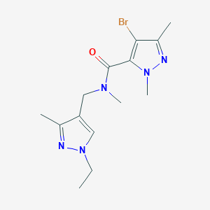 molecular formula C14H20BrN5O B4738779 4-bromo-N-[(1-ethyl-3-methyl-1H-pyrazol-4-yl)methyl]-N,1,3-trimethyl-1H-pyrazole-5-carboxamide 
