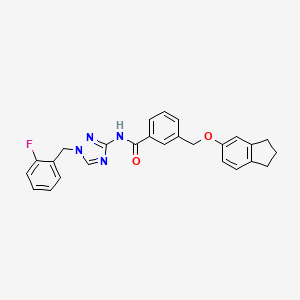 molecular formula C26H23FN4O2 B4738790 3-[(2,3-dihydro-1H-inden-5-yloxy)methyl]-N-[1-(2-fluorobenzyl)-1H-1,2,4-triazol-3-yl]benzamide 