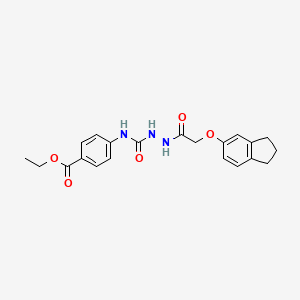 molecular formula C21H23N3O5 B4738834 ethyl 4-[({2-[(2,3-dihydro-1H-inden-5-yloxy)acetyl]hydrazino}carbonyl)amino]benzoate 