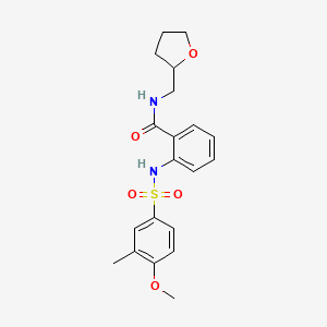 molecular formula C20H24N2O5S B4738849 2-{[(4-methoxy-3-methylphenyl)sulfonyl]amino}-N-(tetrahydro-2-furanylmethyl)benzamide 