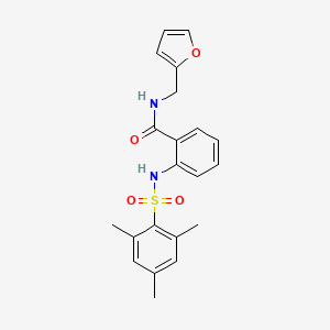 molecular formula C21H22N2O4S B4738863 N-(2-furylmethyl)-2-[(mesitylsulfonyl)amino]benzamide 