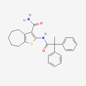 molecular formula C25H26N2O2S B4738869 2-[(2,2-diphenylpropanoyl)amino]-5,6,7,8-tetrahydro-4H-cyclohepta[b]thiophene-3-carboxamide 