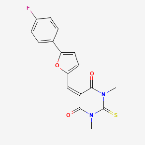 molecular formula C17H13FN2O3S B4738906 5-{[5-(4-fluorophenyl)-2-furyl]methylene}-1,3-dimethyl-2-thioxodihydro-4,6(1H,5H)-pyrimidinedione 