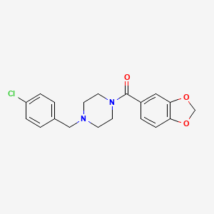 molecular formula C19H19ClN2O3 B4738913 1-(1,3-benzodioxol-5-ylcarbonyl)-4-(4-chlorobenzyl)piperazine 