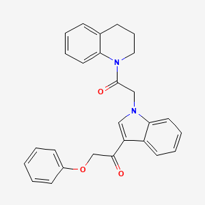 molecular formula C27H24N2O3 B4738961 1-{1-[2-(3,4-dihydro-1(2H)-quinolinyl)-2-oxoethyl]-1H-indol-3-yl}-2-phenoxyethanone 