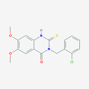 molecular formula C17H15ClN2O3S B4738999 3-(2-chlorobenzyl)-6,7-dimethoxy-2-thioxo-2,3-dihydro-4(1H)-quinazolinone 