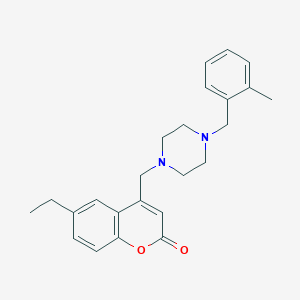 molecular formula C24H28N2O2 B4739011 6-ethyl-4-{[4-(2-methylbenzyl)-1-piperazinyl]methyl}-2H-chromen-2-one 