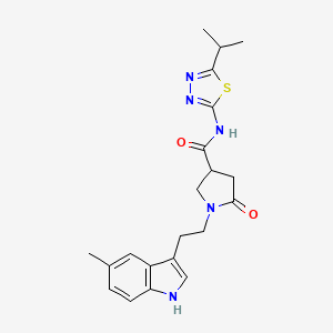 molecular formula C21H25N5O2S B4739071 N-(5-isopropyl-1,3,4-thiadiazol-2-yl)-1-[2-(5-methyl-1H-indol-3-yl)ethyl]-5-oxo-3-pyrrolidinecarboxamide 