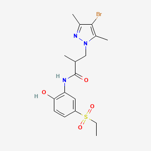 molecular formula C17H22BrN3O4S B4739073 3-(4-bromo-3,5-dimethyl-1H-pyrazol-1-yl)-N-[5-(ethylsulfonyl)-2-hydroxyphenyl]-2-methylpropanamide 