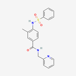 molecular formula C20H19N3O3S B4739095 3-methyl-4-[(phenylsulfonyl)amino]-N-(2-pyridinylmethyl)benzamide 