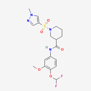 molecular formula C18H22F2N4O5S B4739107 N-[4-(difluoromethoxy)-3-methoxyphenyl]-1-[(1-methyl-1H-pyrazol-4-yl)sulfonyl]-3-piperidinecarboxamide 