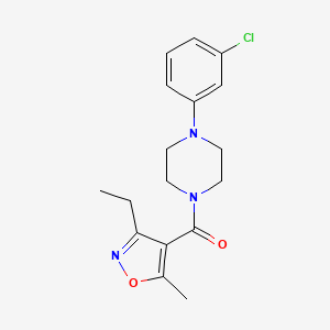 molecular formula C17H20ClN3O2 B4739138 1-(3-chlorophenyl)-4-[(3-ethyl-5-methyl-4-isoxazolyl)carbonyl]piperazine 