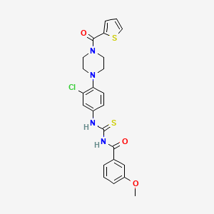 molecular formula C24H23ClN4O3S2 B4739143 N-[({3-chloro-4-[4-(2-thienylcarbonyl)-1-piperazinyl]phenyl}amino)carbonothioyl]-3-methoxybenzamide 