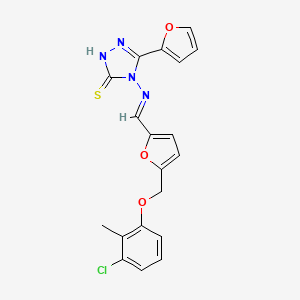 molecular formula C19H15ClN4O3S B4739171 4-[({5-[(3-chloro-2-methylphenoxy)methyl]-2-furyl}methylene)amino]-5-(2-furyl)-4H-1,2,4-triazole-3-thiol 