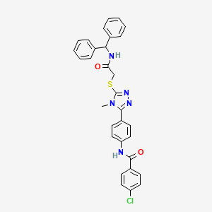 molecular formula C31H26ClN5O2S B4739195 4-chloro-N-{4-[5-({2-[(diphenylmethyl)amino]-2-oxoethyl}thio)-4-methyl-4H-1,2,4-triazol-3-yl]phenyl}benzamide 
