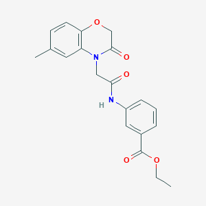 molecular formula C20H20N2O5 B4739213 ethyl 3-{[(6-methyl-3-oxo-2,3-dihydro-4H-1,4-benzoxazin-4-yl)acetyl]amino}benzoate 