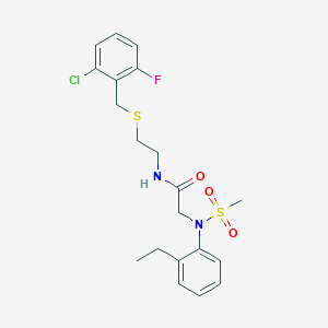 molecular formula C20H24ClFN2O3S2 B4739228 N~1~-{2-[(2-chloro-6-fluorobenzyl)thio]ethyl}-N~2~-(2-ethylphenyl)-N~2~-(methylsulfonyl)glycinamide 