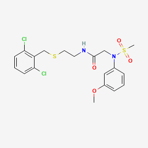 molecular formula C19H22Cl2N2O4S2 B4739239 N~1~-{2-[(2,6-dichlorobenzyl)thio]ethyl}-N~2~-(3-methoxyphenyl)-N~2~-(methylsulfonyl)glycinamide 