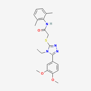 molecular formula C22H26N4O3S B4739247 2-{[5-(3,4-dimethoxyphenyl)-4-ethyl-4H-1,2,4-triazol-3-yl]thio}-N-(2,6-dimethylphenyl)acetamide 
