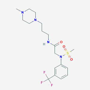 molecular formula C18H27F3N4O3S B4739267 N~1~-[3-(4-methyl-1-piperazinyl)propyl]-N~2~-(methylsulfonyl)-N~2~-[3-(trifluoromethyl)phenyl]glycinamide 