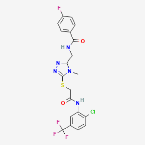 molecular formula C20H16ClF4N5O2S B4739302 N-({5-[(2-{[2-chloro-5-(trifluoromethyl)phenyl]amino}-2-oxoethyl)thio]-4-methyl-4H-1,2,4-triazol-3-yl}methyl)-4-fluorobenzamide 