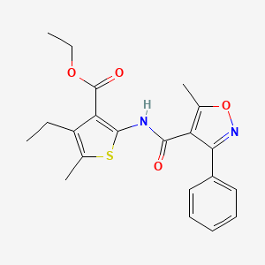 molecular formula C21H22N2O4S B4739328 ethyl 4-ethyl-5-methyl-2-{[(5-methyl-3-phenyl-4-isoxazolyl)carbonyl]amino}-3-thiophenecarboxylate 