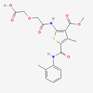 molecular formula C19H20N2O7S B4739343 {2-[(3-(methoxycarbonyl)-4-methyl-5-{[(2-methylphenyl)amino]carbonyl}-2-thienyl)amino]-2-oxoethoxy}acetic acid 