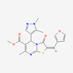 molecular formula C19H18N4O4S B4739382 methyl 5-(1,5-dimethyl-1H-pyrazol-4-yl)-2-(3-furylmethylene)-7-methyl-3-oxo-2,3-dihydro-5H-[1,3]thiazolo[3,2-a]pyrimidine-6-carboxylate 